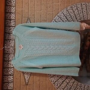 Women's Light Blue Cable Knit Sweater